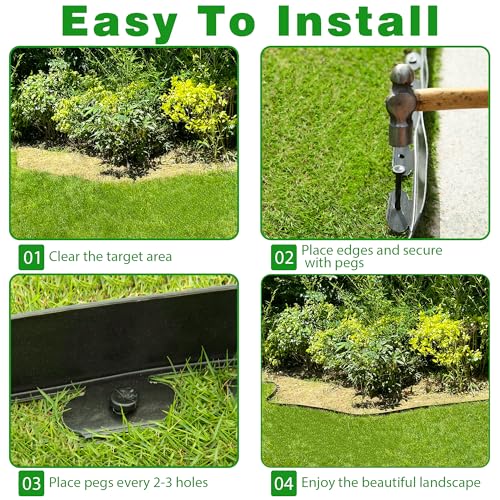 Garden Edging Border,Plastic Edging for Landscaping,Flower Bed, Paver and Lawn Edging Border (4Inchx100FT-2, Black) - color: Black, style: 4Inchx100FT