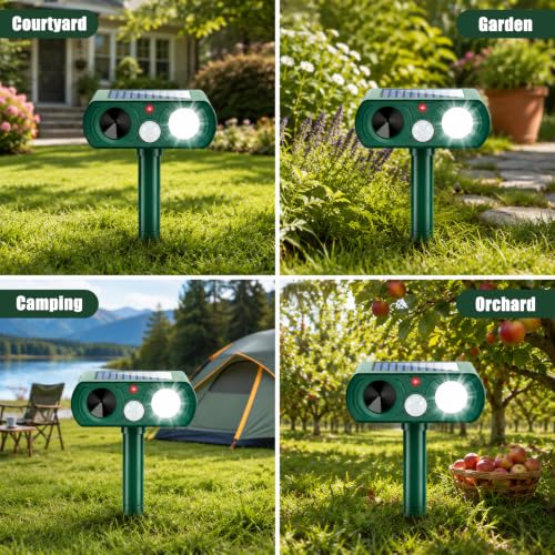 2026 Upgraded Ultrasonic Solar Animal Repellent Outdoor-4 Pack