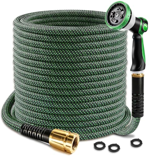 25FT Garden Hose, Leak-Proof & Flexible, with 10-Pattern Sprayer - color: Black