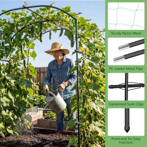 DoCred Garden Arch Trellis, 87''H x 75''L Metal Trellis for Climbing Plants - size: 75" L x 71" W x 87" H