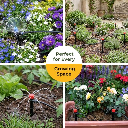 100FT Drip Irrigation System Kit, Quick Connect Garden Watering System, Easy Install Drip Irrigation Kit with 1/2" & 1/4" Tubing, Adjustable Emitters for Garden, Raised Beds, Greenhouse - size: 100FT