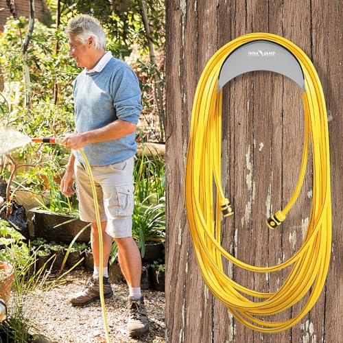 FLORA GUARD Garden Hose Holder, Heavy Duty Wall Mount Hose Hanger - color: Gray