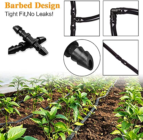 Drip Irrigation Coupling Fittings-110 Pieces Couplers for 1/4” Tubing,Barbed Connectors for Drip or Sprinkler Systems - size: 110P-Coupling Fittings