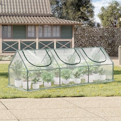 Aoodor 9 x 3 x 3 ft Mini Greenhouse - color: Transparent, size: 9 x 3 x 3 ft