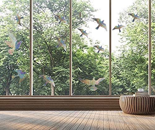 Anti Collision Window Bird Stickers Decals Glass Door Protect and Save Bird Strikes (Reflective) - color: Reflective