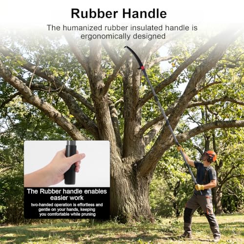 LEVELEVE Manual Pole Saw,4.6-9.8 ft Extendable Tree Pruner, Sturdy 6 Section Steel Pole,High Carbon Steel Double-Hook Blade,Branch Trimmer for Low & Medium Branches, Shrubs, Garden, Patio and Yard Use