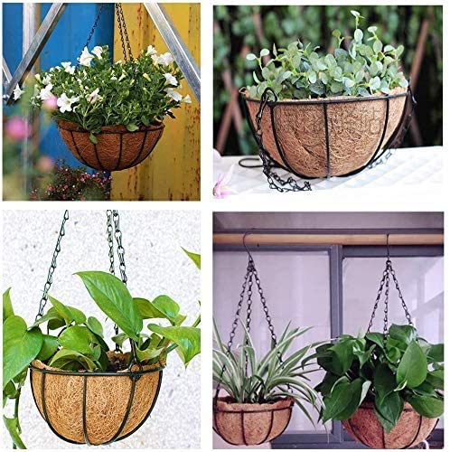 2Pcs 8 inch Round Coco Liners for Hanging Basket Coconut Fiber Planter Inserts Replacement Liner for Garden Flower Pot (Liners Only, Basket Not Included), 8in/2Pcs - size: 8in-2pcs-2019