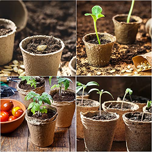 JERIA 100-Pack 3.15 Inch Peat Pots for Seedling with 100 Pcs Plant Labels,Outdoor Garden Germination Nursery Pots,Biodegradable Seed Starter Pots Kits - style: 100P