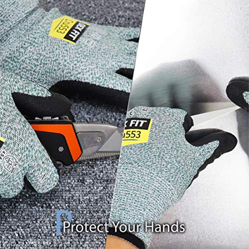 DEX FIT Level 5 Cut Resistant Gloves Cru553, 3D-Comfort Fit, Firm Grip, Thin & Lightweight, Touch-Screen Compatible, Durable, Breathable & Cool, Machine Washable; Green L (9) 1 Pair - color: Green, size: Large
