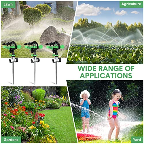 Sprinklers for Yard Garden Sprinkler 360 Degree Automatic Rotating Lawn Sprinkler with Water Stop Ring Adjustable Rotating Pulsating Sprinklers for Yard Ground Grass Irrigation System (16 Pack)