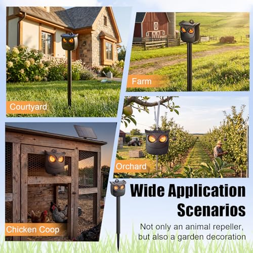 2 Pack Solar Owl Animal Repeller Outdoor for Raccoon Deer Squirrel