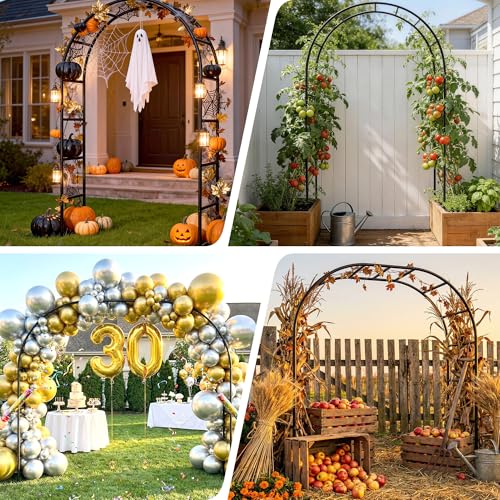 Thickened Rustproof Garden Arch Metal Trellis for Climbing Plants - color: Black
