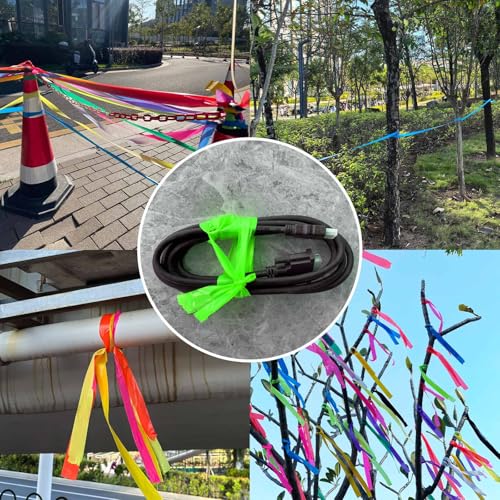 5 Pack Green Flagging Tape, Non-Adhesive Plastic Ribbon Neon Marking Roll - color: Green-5pcs