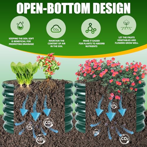 TBMLC 17" Tall,24" Diameter Elevated Round Metal Raised Garden Bed Green - color: Dark Green, size: 2FT Diameter