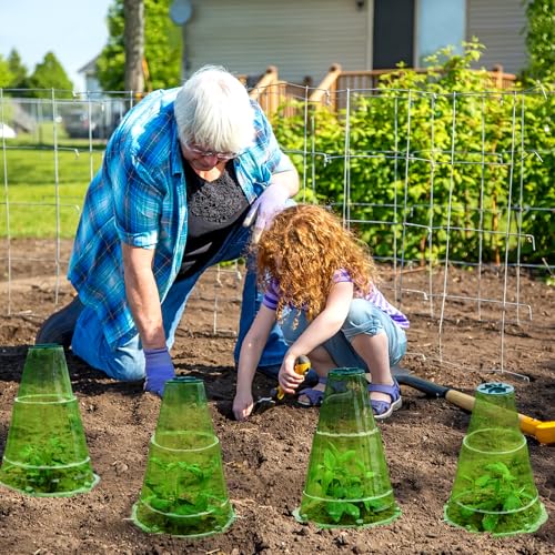 Garden Cloches for Plants, 40 Pack Garden Cloche with Rotary Vent, Reusable Bell Plant Covers with 40Pcs Ground Stakes, Plant Cloche Protectors from Animals Snails Birds Chickens, 7.9" H X 6.7" D - color: Green-40pc