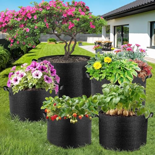 Jorvila 5-Pack 10 Gallon Grow Bags - color: Green, size: 10 Gallon