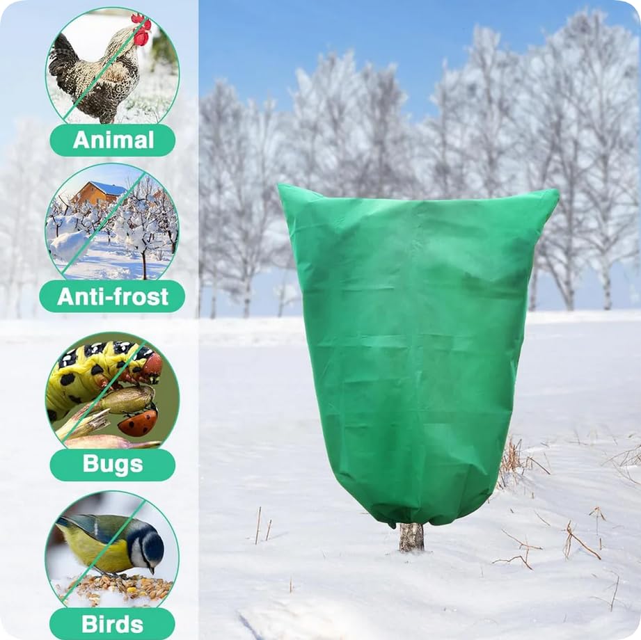 BADASS SHARKS Winter Plant Covers Protection Bag Non-Woven Shrub Against Cold Protecting Bags for Outdoor Garden Yard Plants Frost Pouches Tree Covers with Zipper Drawstring (23.6 * 31.5in-2PCS) - size: 23.6*31.5in-2PCS
