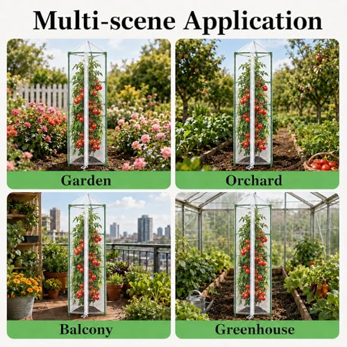 Halatool Garden Tomato Plant Cover Netting, Fits 55β72" Tomato Cages - size: 61 Inch
