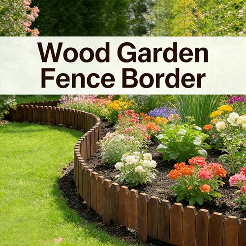 Wooden Garden Edging, Decorative Wood Fence Border Landscape Edging for Flower Bed Barrier Yard Lawn Pathway Tree, 7.9" H x 48" L (1 Pack) - style: 1pcs