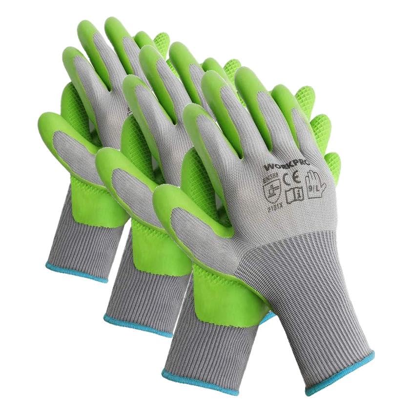 WORKPRO 6 Pairs Garden Gloves, Work Glove with Eco Latex Palm Coated, Gardening Gloves, Working Gloves for Weeding, Digging, Raking, and Pruning (Large) (Pack of 3) - size: Large (Pack of 3)