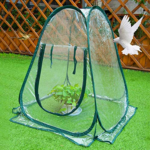 Lyellfe Pop Up Greenhouse Cover, PVC Mini Greenhouse with Nails - size: 28" x 28" x 34"