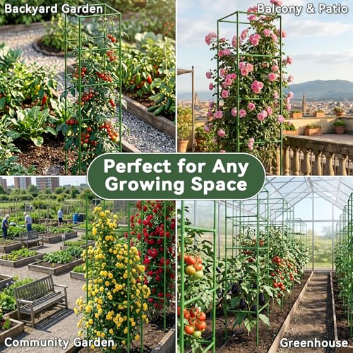 2 Pack 72" Tomato Cages for Garden, Heavy Duty Adjustable Plant Support - size: 72 inch