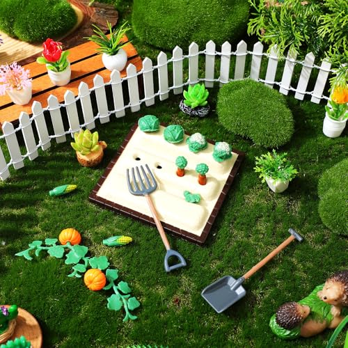 1 Set Mini Shovel Rake Farm Model Kit, Vegetable Figurines Mini Garden Tools, Dollhouse Decorations Miniature Field Scene Landscape Outdoor Small Ornament