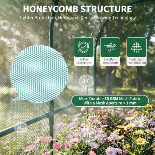 Garden Crop Cage, Plant Netting Cover with Zipper Door, Vegetable Insect Protection - color: Green, size: 200*100*180cm