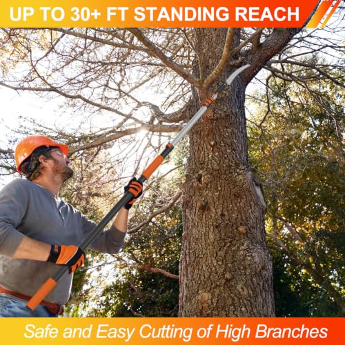 LAANPOLE 36FT Pole Saw, Telescoping Tree Trimmer with 7-30FT Extension Pole, Manual Branches Pruner for Backyard, Orange - size: 30FT