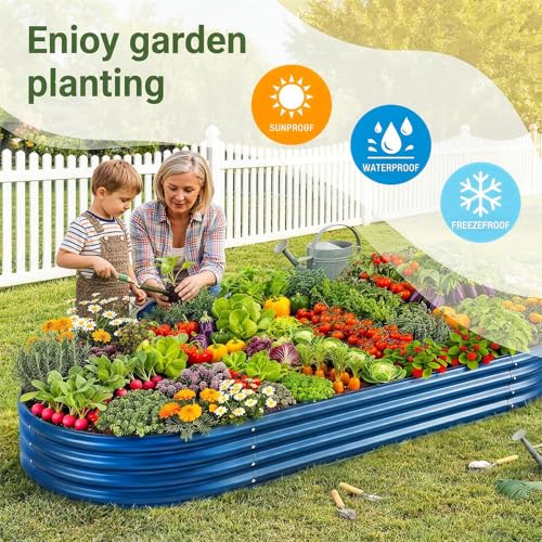 Land Guard 2 Pcs 6ft Metal Raised Garden Bed, 6 x 3 x 1 Galvanized Planter Raised Beds for Vegetables, Blue - color: 5-blue, size: 6×3×1ft(2pcs)