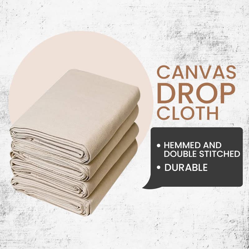 Canvas Painters Drop Cloth (Size 4 x 5 Feet - Pack of 1) - Pure Cotton Paint Drop Cloth for Painting, Curtains, Furniture & Floor Protection - All Purpose Thick Canvas tarp with Double Stitched Edges - size: 4' x 5' Pack of 1