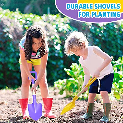 Kids Garden Tool Shovels Toys, 16" Long Kids Beach Spades Sand Shovels Toys for Adults Gardening Tools Garden Kit Travel Sandbox Toy Sturdy Snow Scoop Durable Wood Handle Spade for Digging Sand Snow - color: Yellow