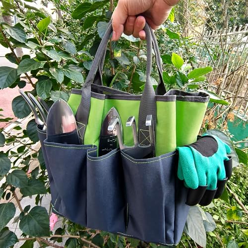 Gardening Tools – 42 Piece Premium Gardening Tool Set,Heavy Duty Hand Tools with Fashion Garden Tools Organizer Handbag,Rust-Proof Gardening Tool Kit, Ideal Gardening Gifts for All (Green/Grey) - color: Green/Grey