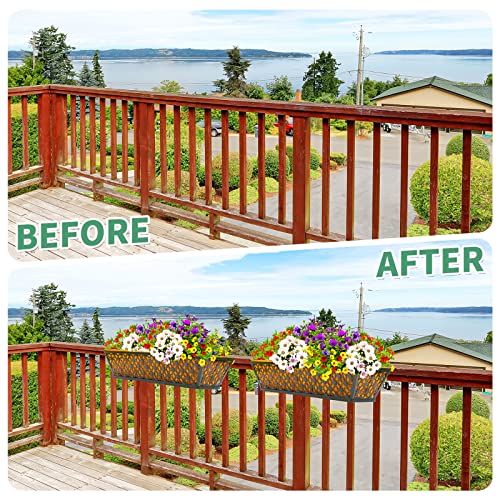 Geetery 6 Pack Window Railing Planter with Coconut Liner 30'', Vintage - style: Vintage