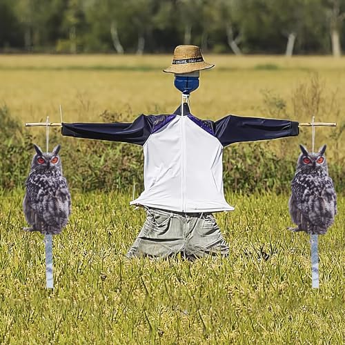 Owl Scarer for Gardens, 2Pack Fake Owl Hanging Effective Cardboard Owl Deterrent for Garden Patio Windows - color: 2 Feathered Owl02