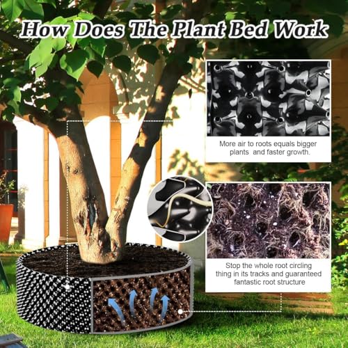 RooTrimmer Air Pruning Containers 60 Gallon 2P, Raised Garden Bed Large Tree Pos New Plastic Nursery Pot Fruit Vegetable Garden Grow beds (4 ft Diameter), Black - size: 60 Gallon-2P