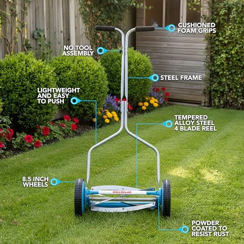 American Lawn Mower Company 2204-14 14-Inch 4-Blade Push Reel Lawn Mower - size: 14" 4 blade, 2.0