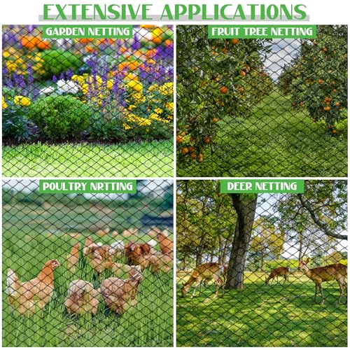 25x25FT Bird Netting for Garden,Heavy Duty Bird Netting for Chicken Coop with Ties and Staples for Vegetable, Fruit Trees,Plants, Lasting Against Birds Deer Squirrels and Poultry (Black) - size: 25x25FT