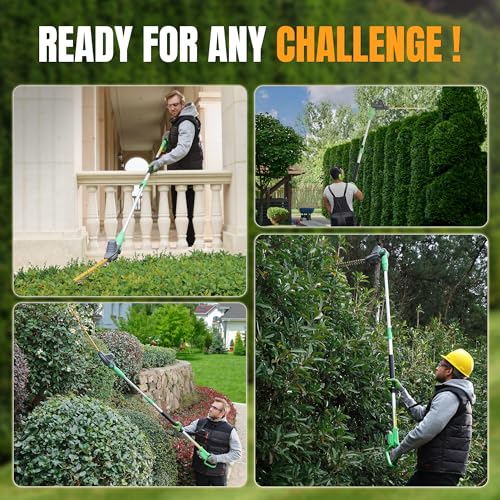WORKPROX 20V Cordless Pole Hedge Trimmer, 9.2-Ft Reach, 11-Angle Head