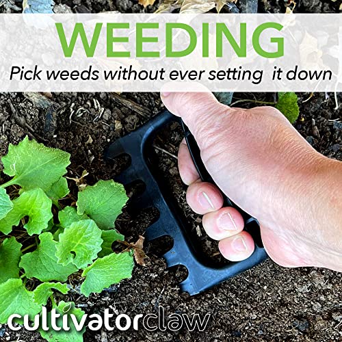 Bear Paws Cultivator Claw - Ergonomic Gardening Tools - Hand Held Garden Tool - Hand Rake - Strong Nylon Weeder - Manual Weeding, Aerating, Cultivating… - color: black