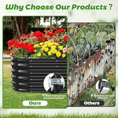 YSEJOMP 17" Tall Oval-Shaped/Elliptic Metal Raised Garden Bed Outdoor Black - color: Black, size: 48X24X16.5 Inches