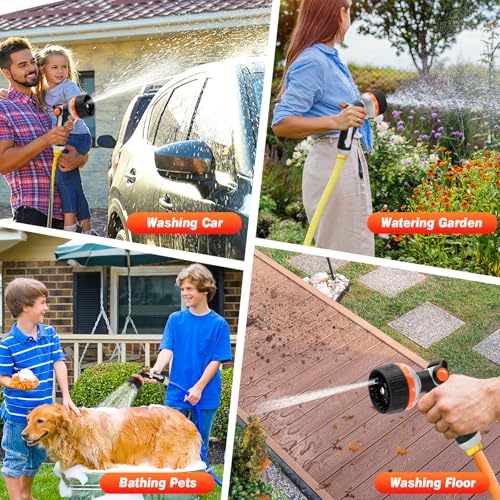 BIBURY Garden Hose Nozzle Sprayer, Heavy Duty Metal with 10 Spray Patterns