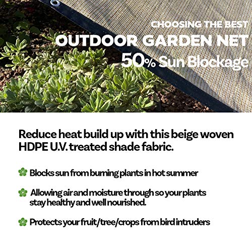 Alion Home HDPE 50% Sun Block Garden Netting Mesh - Beige (6' x 20', Beige) - color: Beige, size: 6' x 20'