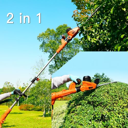 GARCARE 2 in 1 Hedge Trimmer Corded 4.8A Telescopic Pole Hedge Trimmer