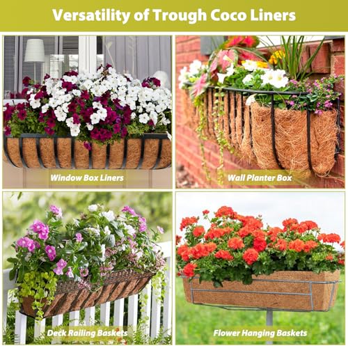 Legigo 2 Pack Rectangle Coco Liners for Planters- 36 Inch Window Box Liners - size: 36 Inch