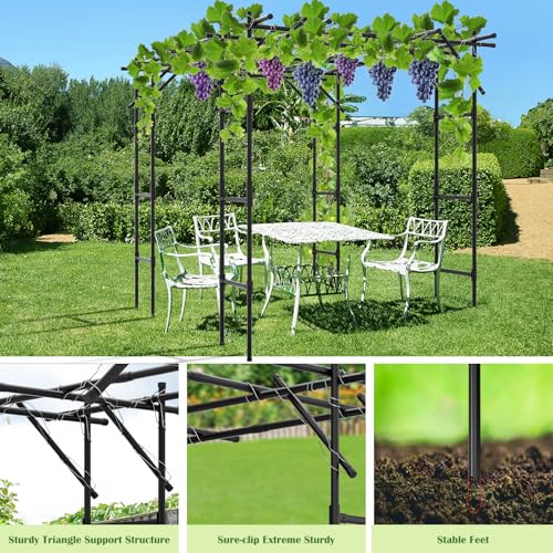 DoCred 87"H x 118"L Garden Arch Trellis, Metal Trellis for Climbing Plants - size: 87" H x 118" L x 79" W/Square