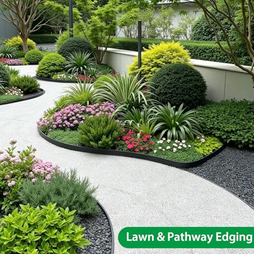 2 Inch x 100ft Landscape Edging Border with 150 Stakes, No Dig Flexible Plastic Garden Edging Border Kit, Tool-Free Installation Landscaping Edging for Paver, Mulch, Yard, Flower Bed
