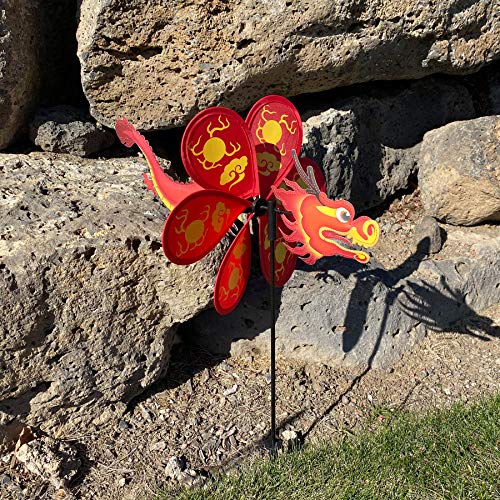 In the Breeze 2689 12 Inch Dragon Wind Colorful Spinner for Your Yard and Garden - style: Dragon