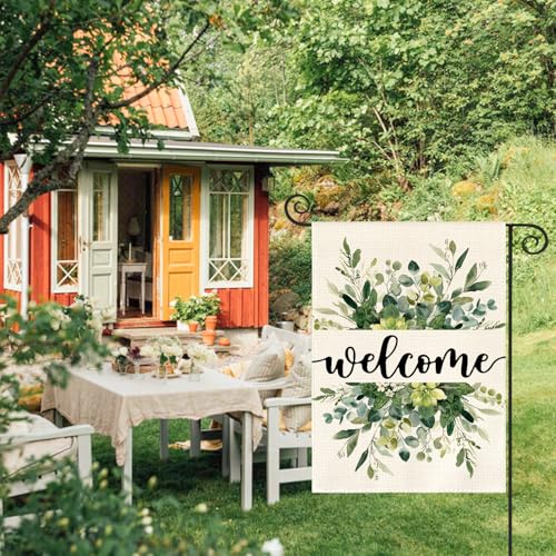 AVOIN colorlife Spring Summer Floral Welcome Garden Flag Outside 12x18 Inch - size: Garden Size-12 x 18"