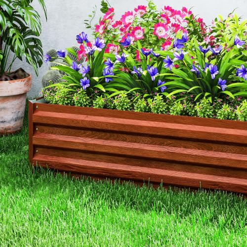 Outsunny 8' x 3' x 1' Galvanized Raised Garden Bed, Natural Wood - color: Natural Wood, size: 8' x 3' x 1'